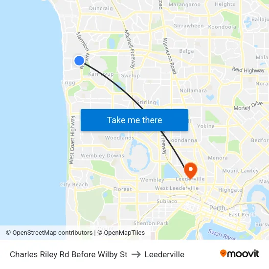 Charles Riley Rd Before Wilby St to Leederville map