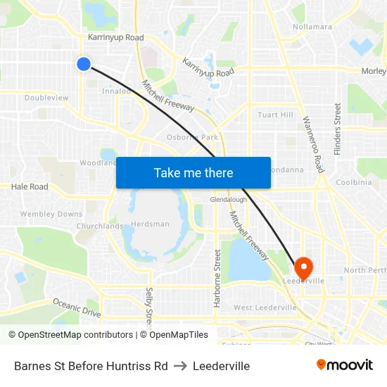 Barnes St Before Huntriss Rd to Leederville map