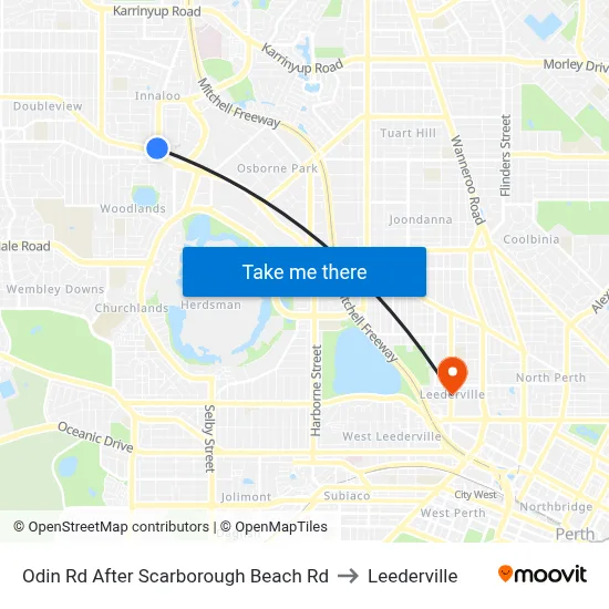 Odin Rd After Scarborough Beach Rd to Leederville map