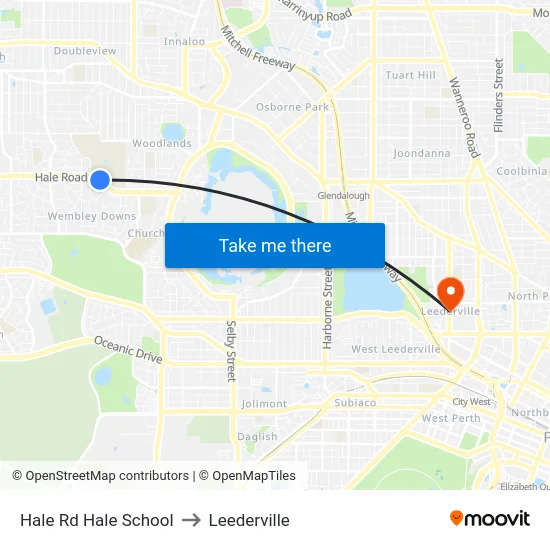 Hale Rd Hale School to Leederville map