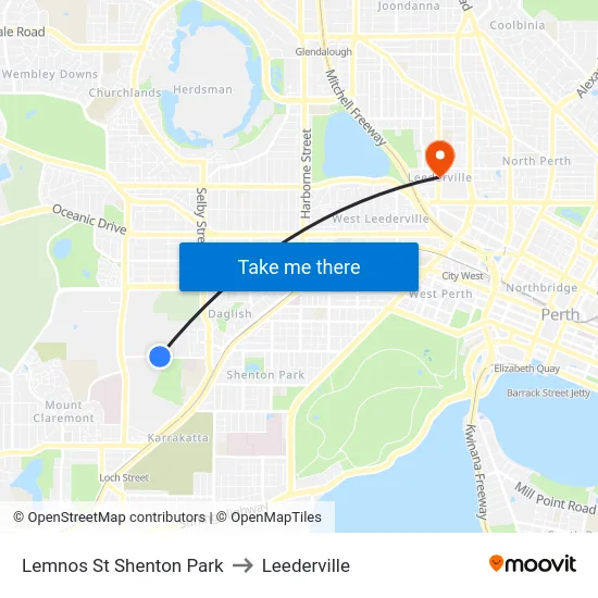 Lemnos St Shenton Park to Leederville map