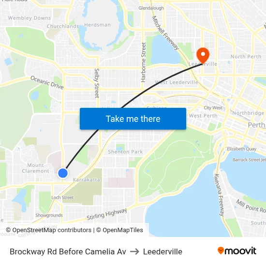 Brockway Rd Before Camelia Av to Leederville map