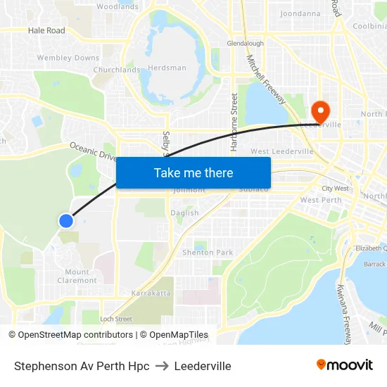 Stephenson Av Perth Hpc to Leederville map