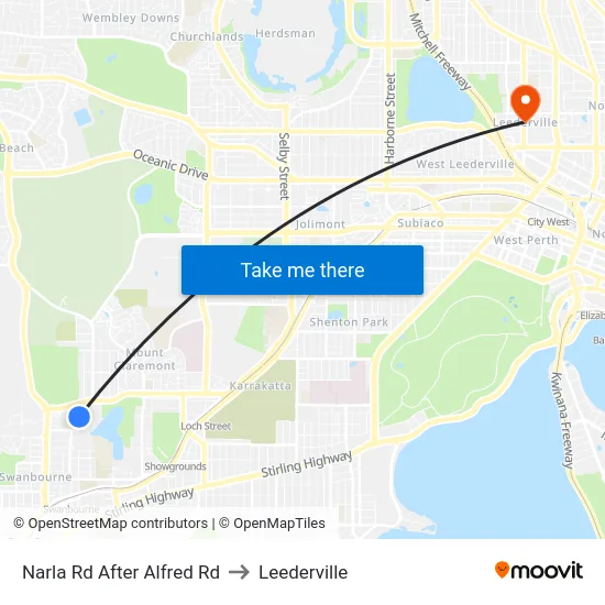Narla Rd After Alfred Rd to Leederville map