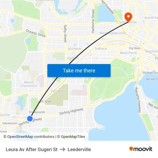 Leura Av After Gugeri St to Leederville map