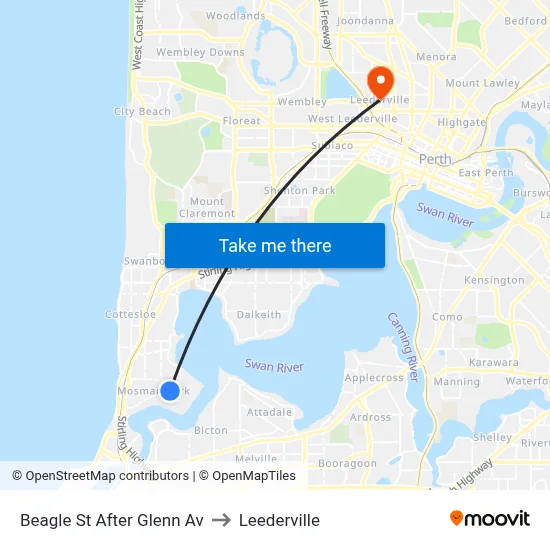 Beagle St After Glenn Av to Leederville map