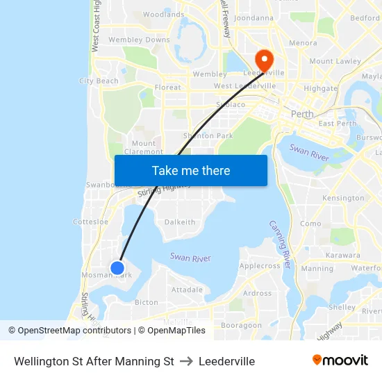 Wellington St After Manning St to Leederville map