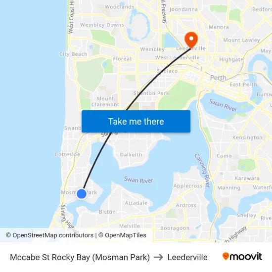 Mccabe St Rocky Bay (Mosman Park) to Leederville map