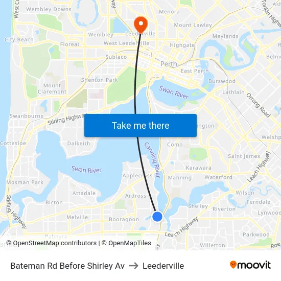 Bateman Rd Before Shirley Av to Leederville map