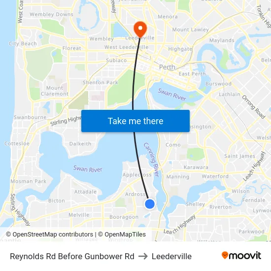Reynolds Rd Before Gunbower Rd to Leederville map
