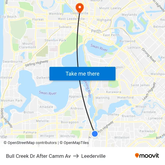 Bull Creek Dr After Camm Av to Leederville map