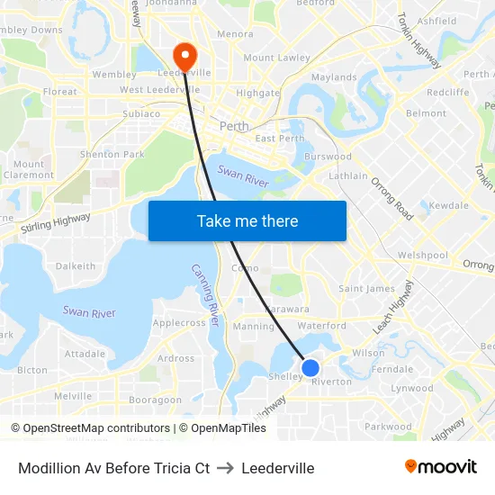 Modillion Av Before Tricia Ct to Leederville map