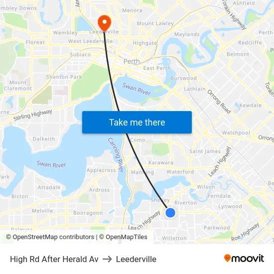 High Rd After Herald Av to Leederville map