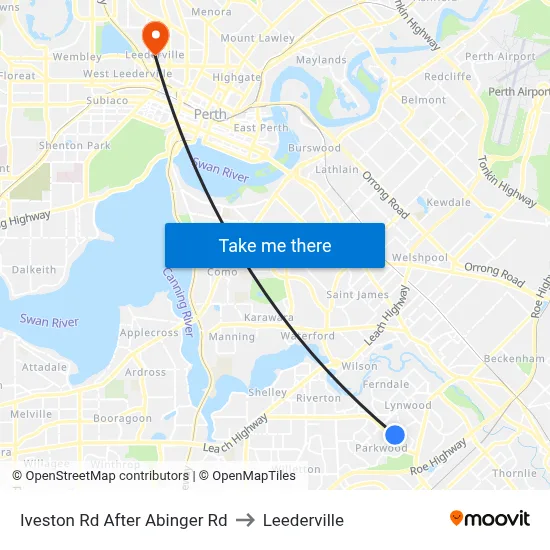 Iveston Rd After Abinger Rd to Leederville map