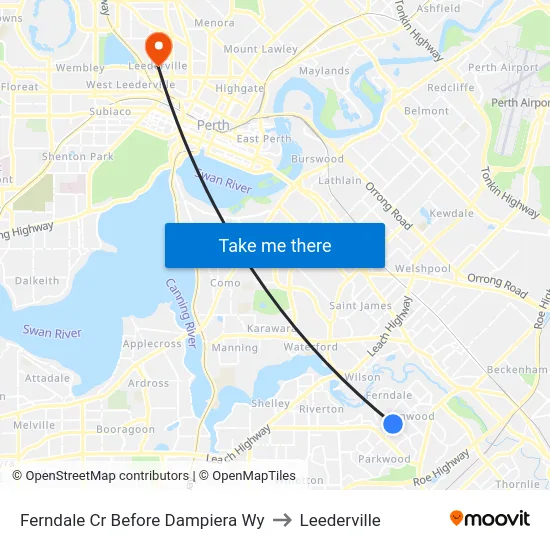 Ferndale Cr Before Dampiera Wy to Leederville map