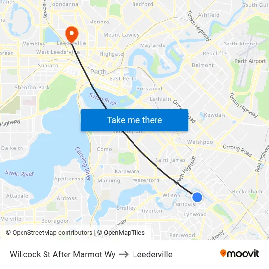 Willcock St After Marmot Wy to Leederville map