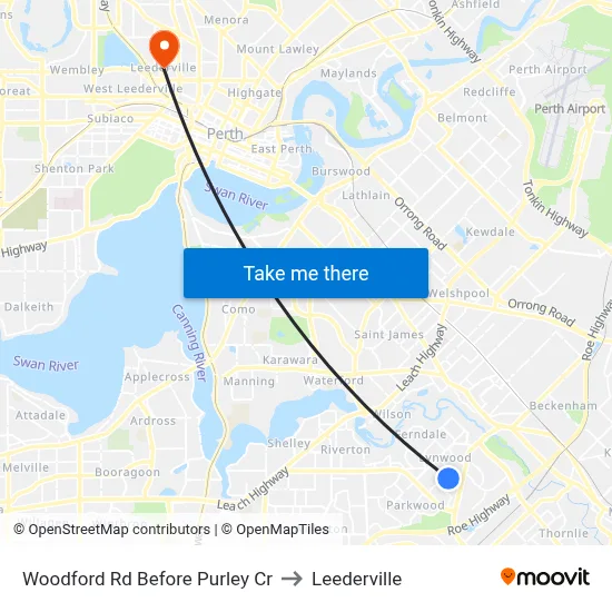 Woodford Rd Before Purley Cr to Leederville map