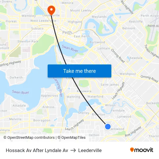 Hossack Av After Lyndale Av to Leederville map