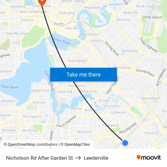 Nicholson Rd After Garden St to Leederville map