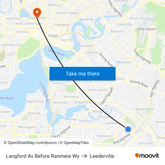 Langford Av Before Ranmere Wy to Leederville map