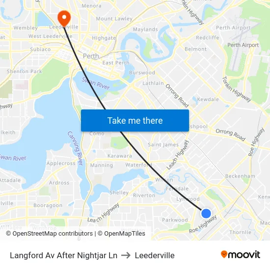 Langford Av After Nightjar Ln to Leederville map