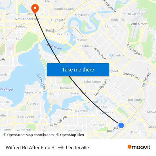 Wilfred Rd After Emu St to Leederville map