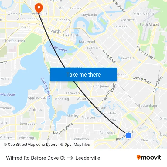 Wilfred Rd Before Dove St to Leederville map