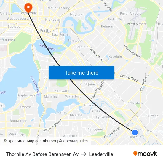 Thornlie Av Before Berehaven Av to Leederville map