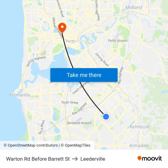 Warton Rd Before Barrett St to Leederville map