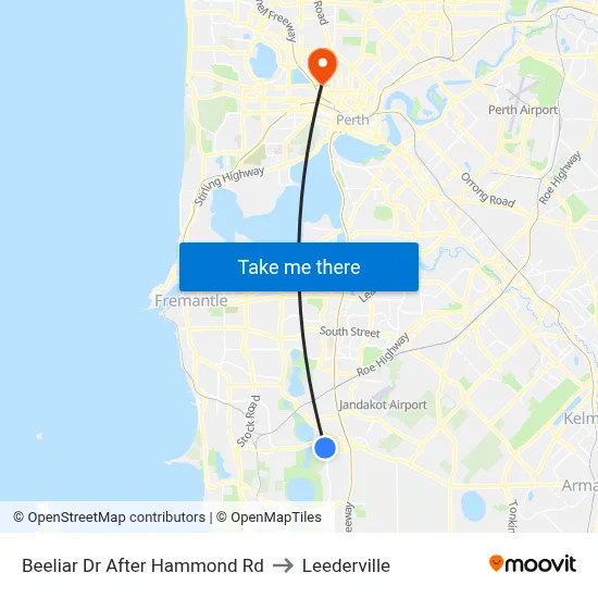 Beeliar Dr After Hammond Rd to Leederville map