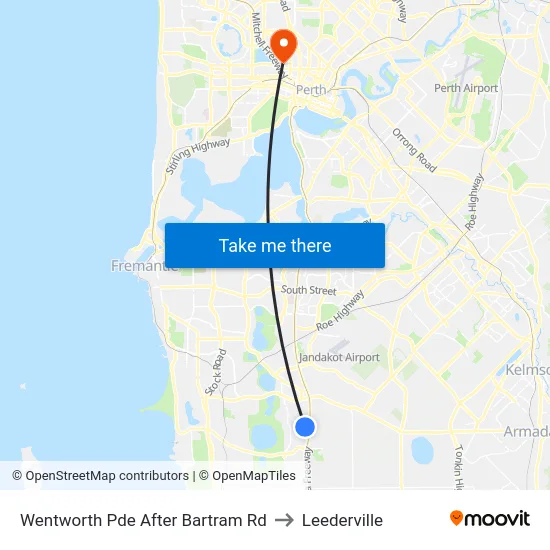 Wentworth Pde After Bartram Rd to Leederville map
