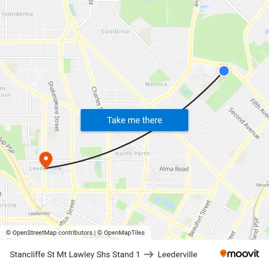 Stancliffe St Mt Lawley Shs Stand 1 to Leederville map