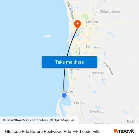 Glencoe Pde Before Peelwood Pde to Leederville map