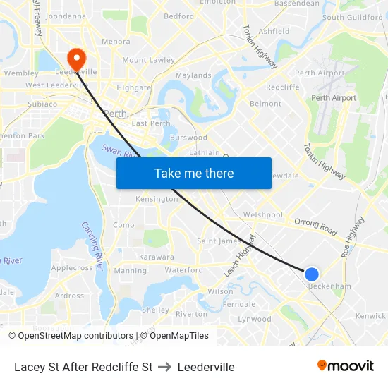 Lacey St After Redcliffe St to Leederville map