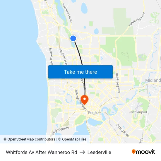 Whitfords Av After Wanneroo Rd to Leederville map