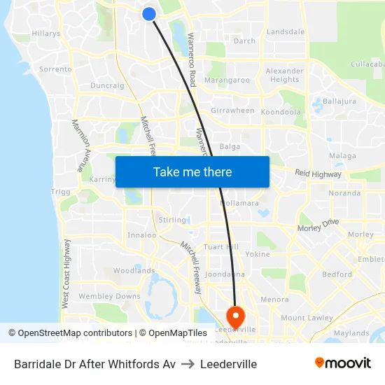 Barridale Dr After Whitfords Av to Leederville map