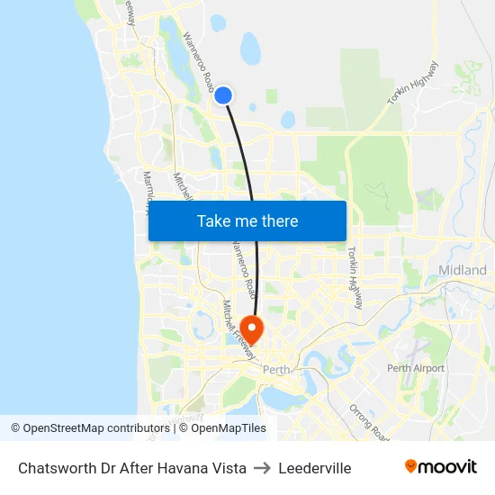 Chatsworth Dr After Havana Vista to Leederville map