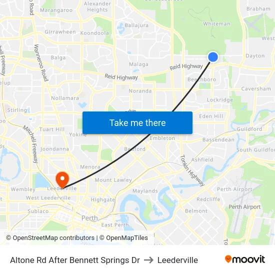 Altone Rd After Bennett Springs Dr to Leederville map