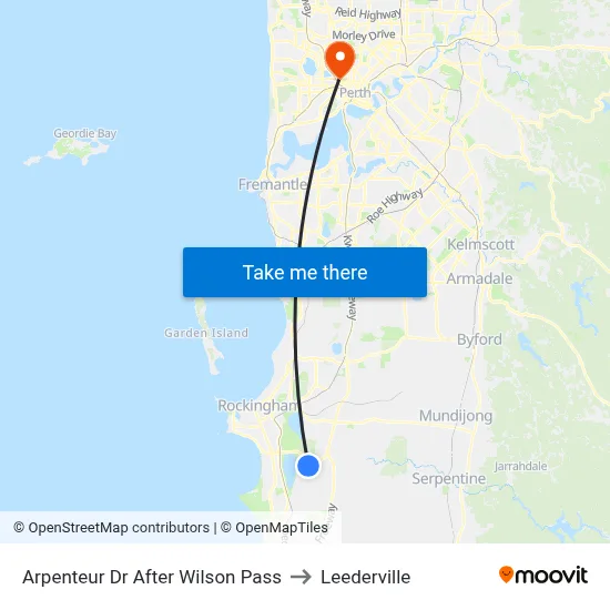Arpenteur Dr After Wilson Pass to Leederville map