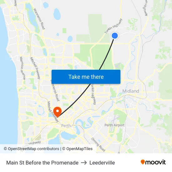 Main St Before the Promenade to Leederville map