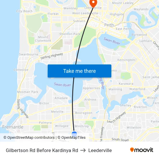 Gilbertson Rd Before Kardinya Rd to Leederville map