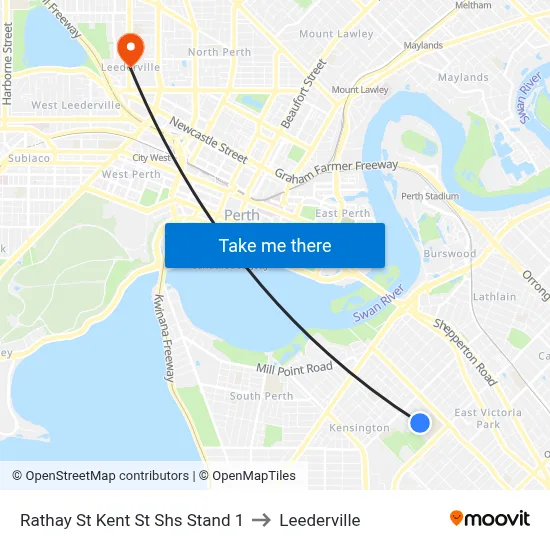 Rathay St Kent St Shs Stand 1 to Leederville map