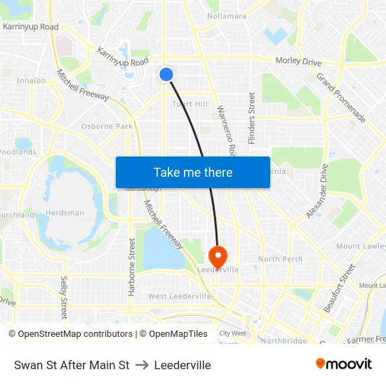 Swan St After Main St to Leederville map
