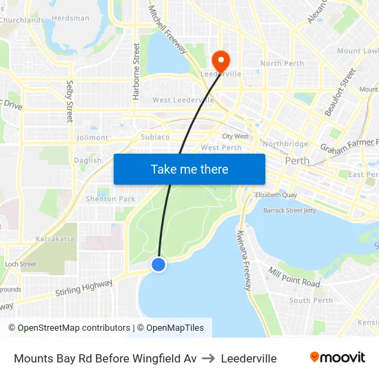 Mounts Bay Rd Before Wingfield Av to Leederville map