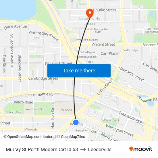 Murray St Perth Modern Cat Id 63 to Leederville map