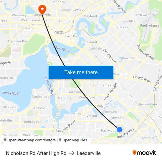 Nicholson Rd After High Rd to Leederville map