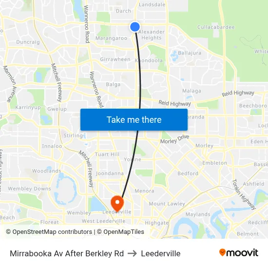 Mirrabooka Av After Berkley Rd to Leederville map
