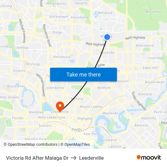 Victoria Rd After Malaga Dr to Leederville map