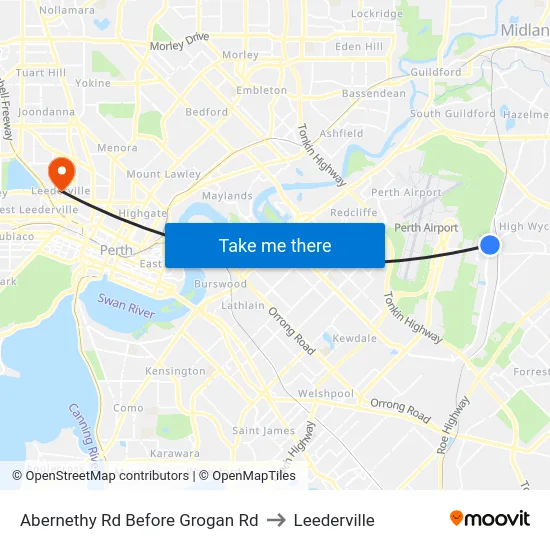 Abernethy Rd Before Grogan Rd to Leederville map