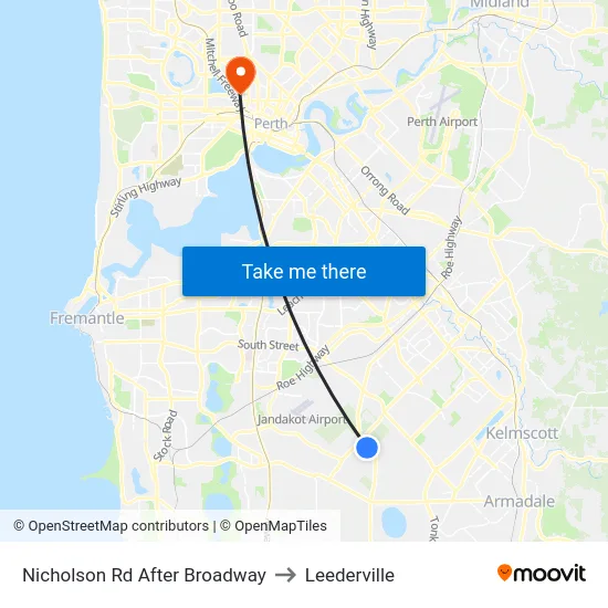 Nicholson Rd After Broadway to Leederville map